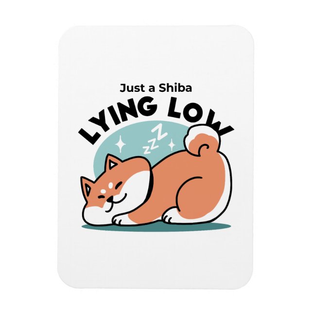 Relaxed Shiba Inu Art: Just a Shiba Lying Low Magnet (Vertical)