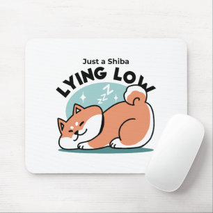 Relaxed Shiba Inu Art: Just a Shiba Lying Low Mouse Pad