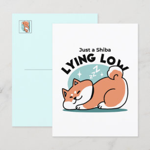 Relaxed Shiba Inu Art: Just a Shiba Lying Low Postcard