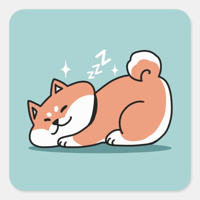 Relaxed Shiba Inu Art: Just a Shiba Lying Low Square Sticker (Front)