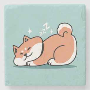 Relaxed Shiba Inu Art: Just a Shiba Lying Low Stone Coaster