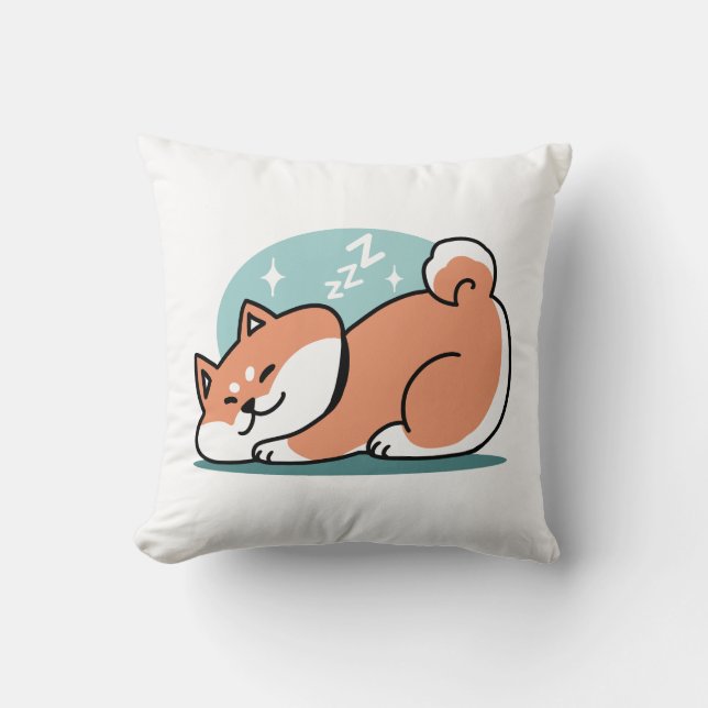 Relaxed Shiba Inu Art: Just a Shiba Lying Low Throw Pillow (Front)