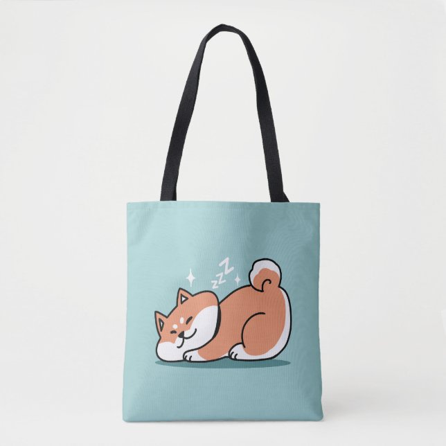 Relaxed Shiba Inu Art: Just a Shiba Lying Low Tote Bag (Front)