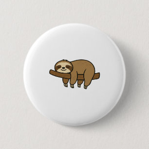 Relaxed Sloth on Branch Retro Logo Classic T-Shirt 2 Inch Round Button