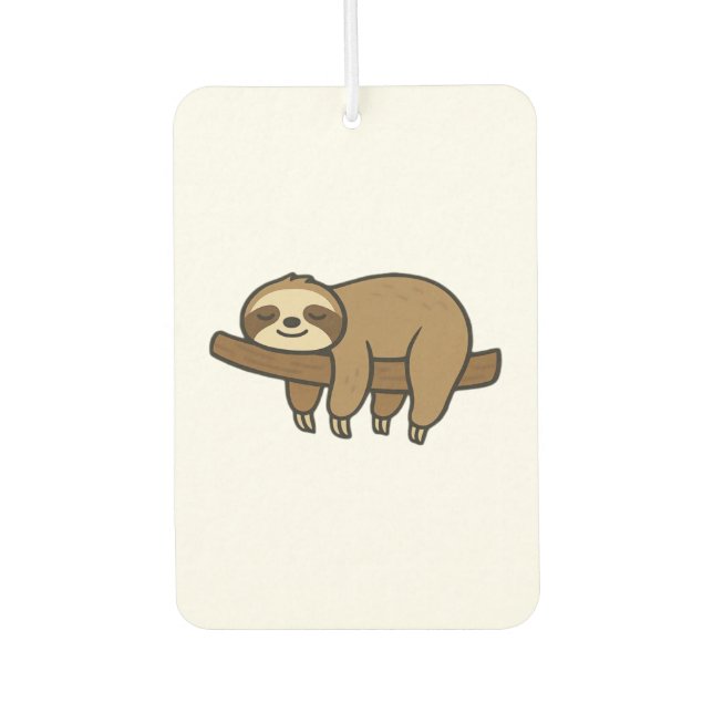 Relaxed Sloth on Branch Retro Logo Classic T-Shirt Air Freshener (Front)