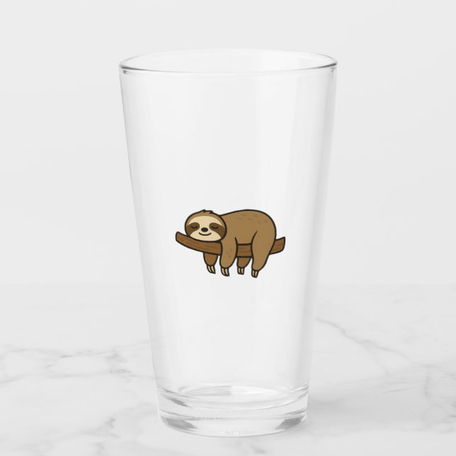 Relaxed Sloth on Branch Retro Logo Classic T-Shirt Glass (Front)