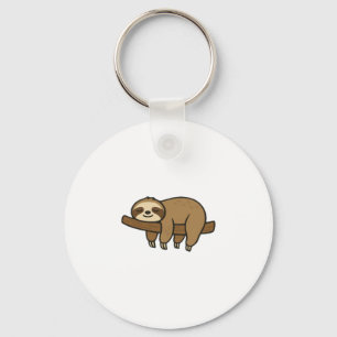 Relaxed Sloth on Branch Retro Logo Classic T-Shirt Keychain
