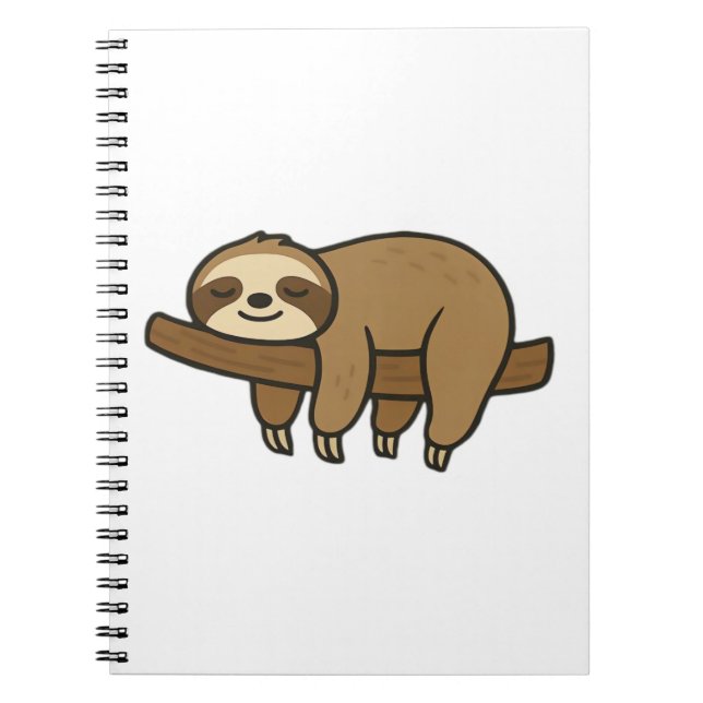 Relaxed Sloth on Branch Retro Logo Classic T-Shirt Notebook (Front)