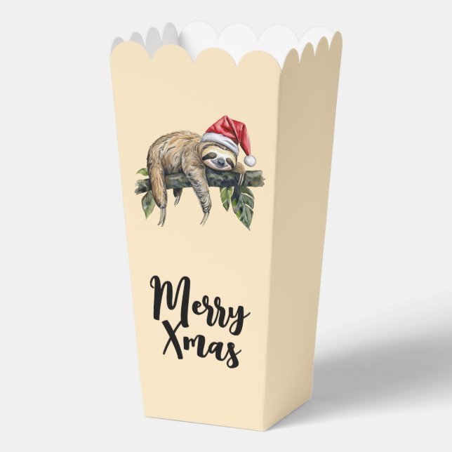 Relaxed Sloth with a Christmas hat 1 Favor Box (Back)