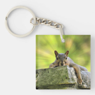 Relaxed Squirrel Keychain