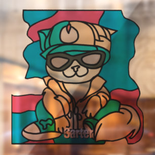 Relaxed Street Retro Cat Funny Window Cling