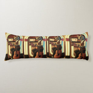 Relaxed Vintage Musician by the Jukebox Body Pillow