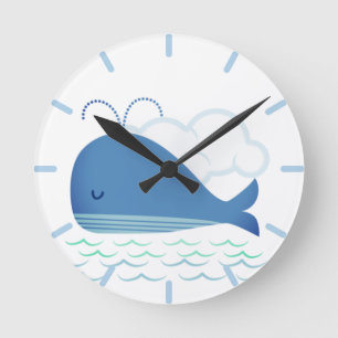 Relaxed Whale Round Clock