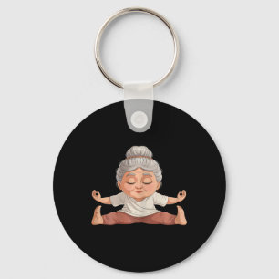 Relaxed Yoga Lance Art Mature Sporty Woman Keychain