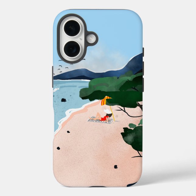 Relaxing Beach Day Minimal Coastal Art Print Case-Mate iPhone Case (Back)