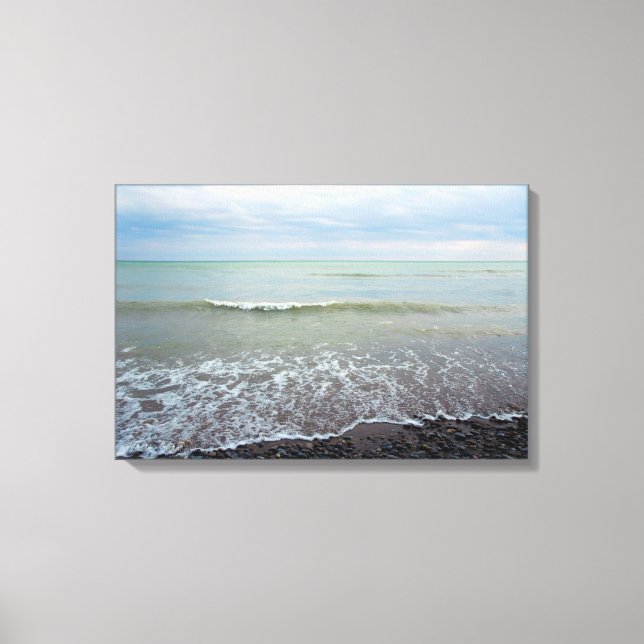 Relaxing Beach Landscape Waves and Blue Sky Canvas Print (Front)