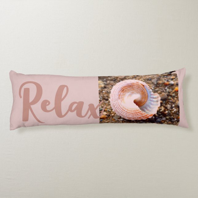 Relaxing Beach Seashell in Restful Pale Pink  Body Pillow (Back)