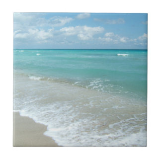 Relaxing Blue Beach Ocean Landscape Nature Scene Tile