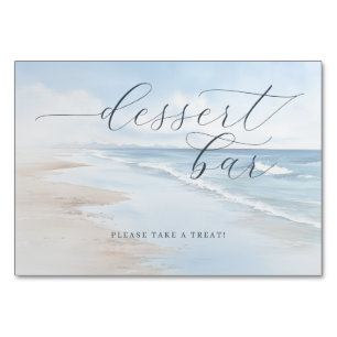 Relaxing Blue Watercolor Beach Waves Table Number
