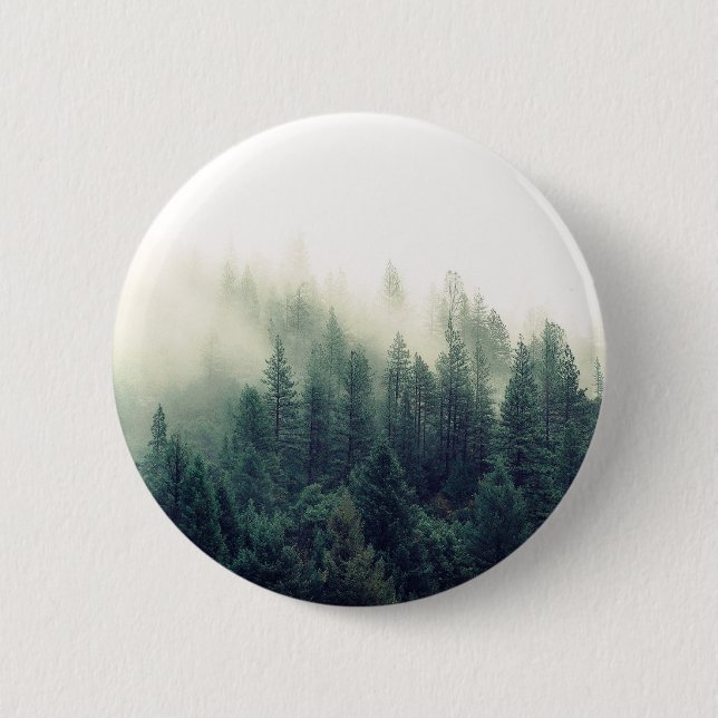 Relaxing Calming Foggy Forest Scene 2 Inch Round Button (Front)