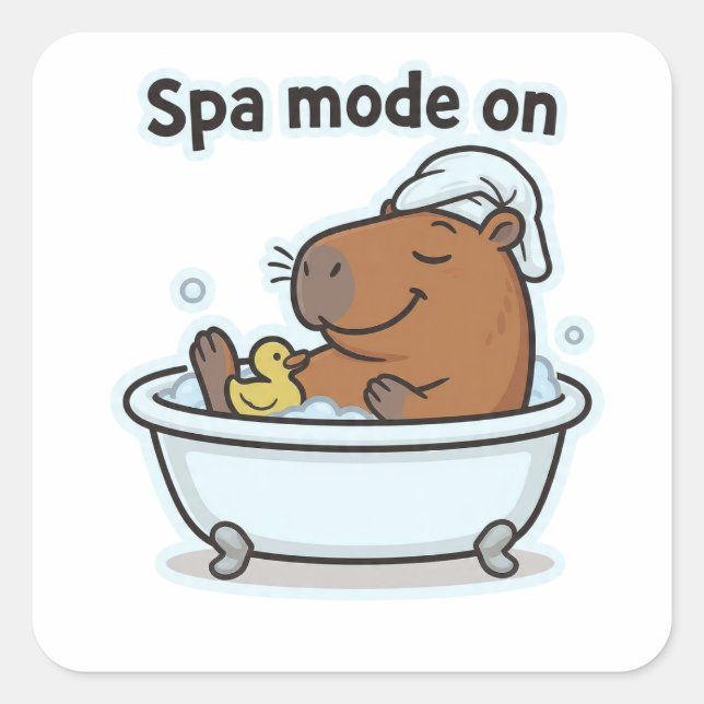 Relaxing Capybara Meme Cartoon  Square Sticker (Front)