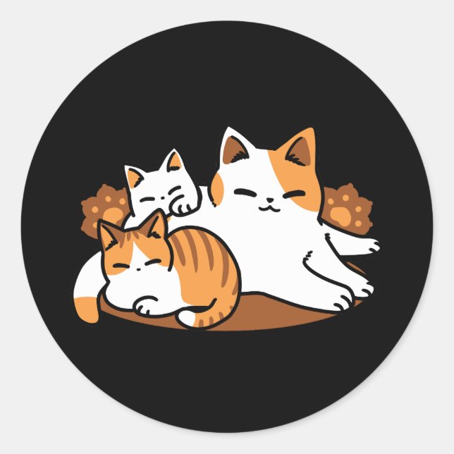 Relaxing Cat Art - 'Laze Furr Days' for Cat Lovers Classic Round Sticker (Front)