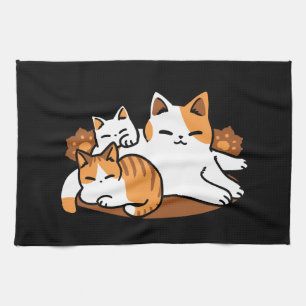 Relaxing Cat Art - 'Laze Furr Days' for Cat Lovers Kitchen Towel