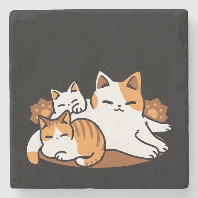 Relaxing Cat Art - 'Laze Furr Days' for Cat Lovers Stone Coaster (Front)