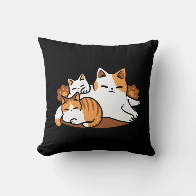 Relaxing Cat Art - 'Laze Furr Days' for Cat Lovers Throw Pillow (Front)