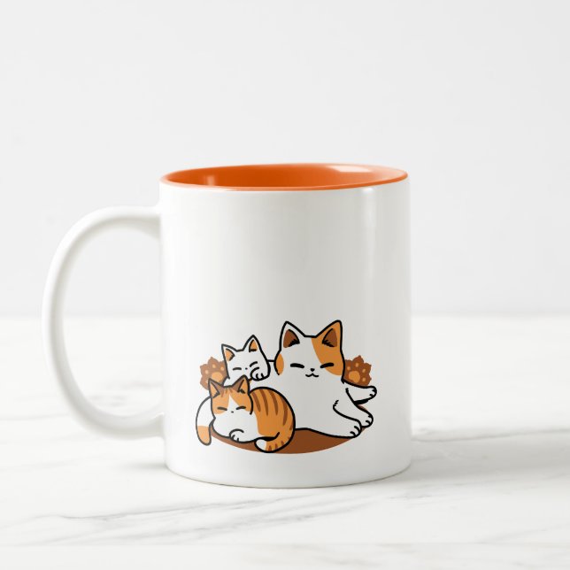 Relaxing Cat Art - 'Laze Furr Days' for Cat Lovers Two-Tone Coffee Mug (Left)