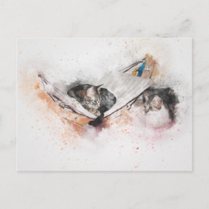 relaxing cats postcard