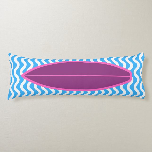Relaxing Crimson Blue Waves Surfing Body Pillow (Front)