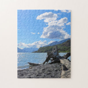 Relaxing Day Driftwood Beach Lake Kenai, Alaska Jigsaw Puzzle
