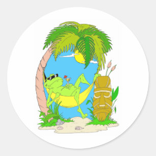 Relaxing Frog Classic Round Sticker