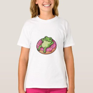 Relaxing Frog Pink Doughnut Kids T-Shirt