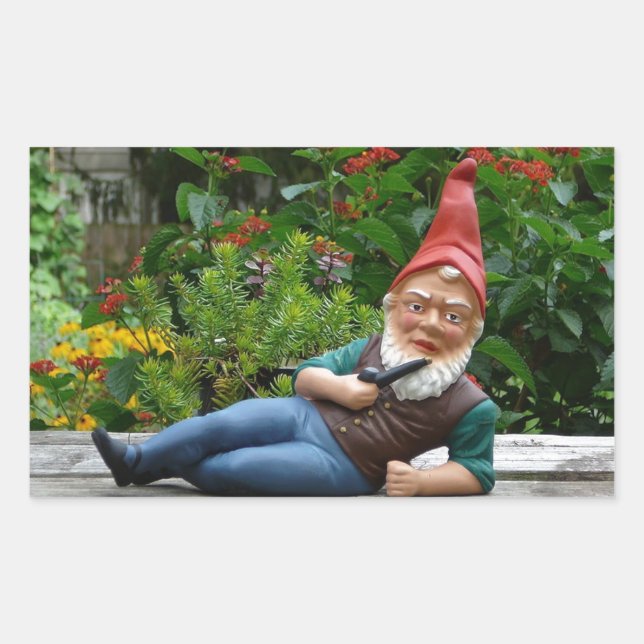Relaxing Gnome with Santa Cap Sticker (Front)