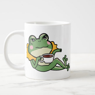 Relaxing Green Frog Tea Lover Shirt - Unique Desig Large Coffee Mug