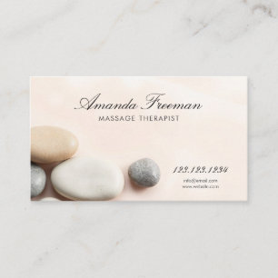 Relaxing Grey Zen Stone Massage Therapy Business Card