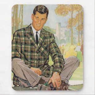 relaxing in plaid mouse pad