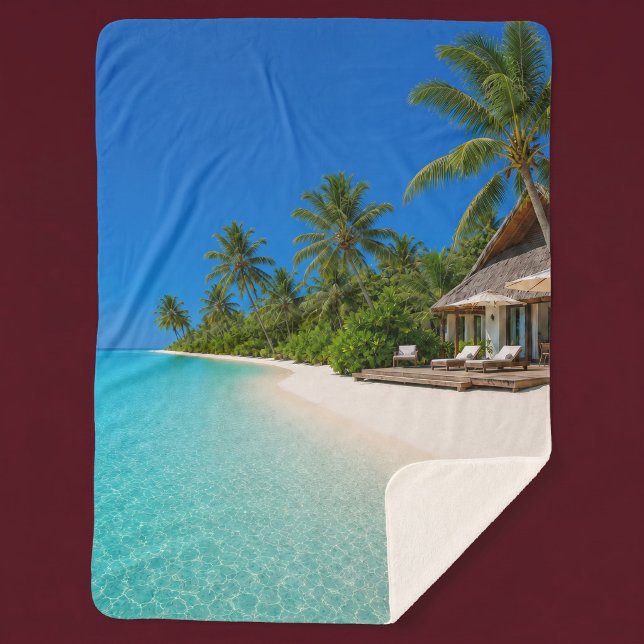 Relaxing Island Beach Sherpa Blanket (Creator Uploaded)