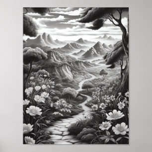 Relaxing Landscape Colouring Poster