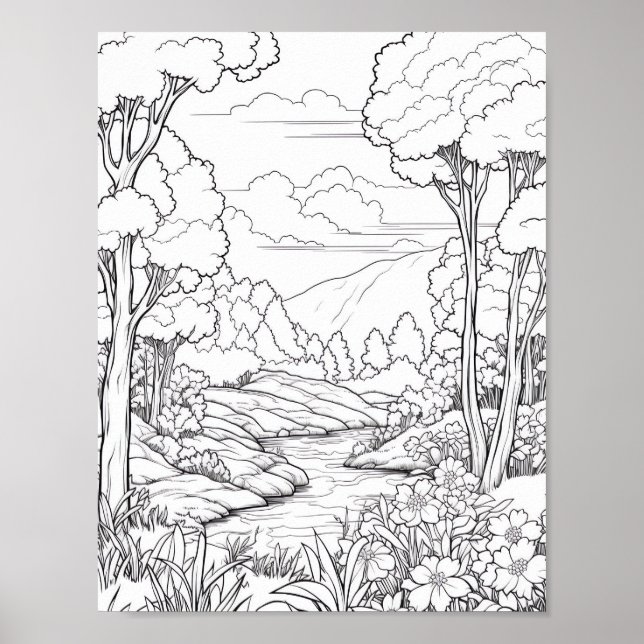 Relaxing Landscape Colouring Poster (Front)