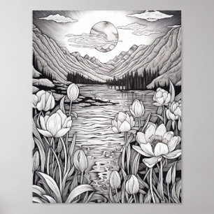 Relaxing Landscape Colouring Poster
