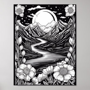 Relaxing Landscape Colouring Poster