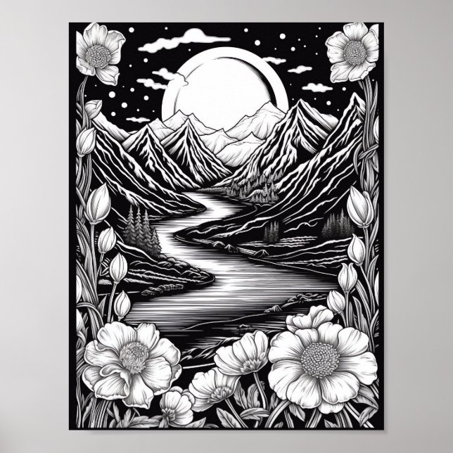 Relaxing Landscape Colouring Poster (Front)