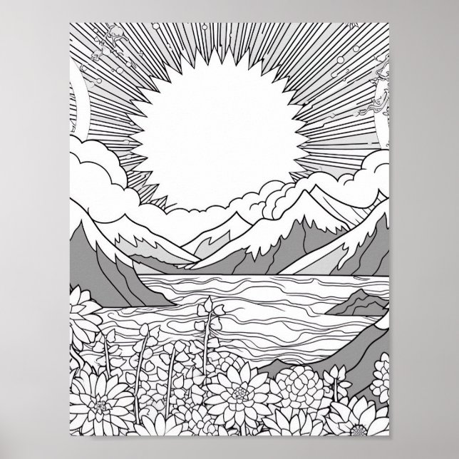 Relaxing Landscape Colouring Poster (Front)