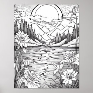 Relaxing Landscape Colouring Poster