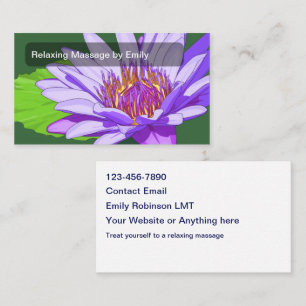 Relaxing Massage Therapy Lotus Flower Business Card