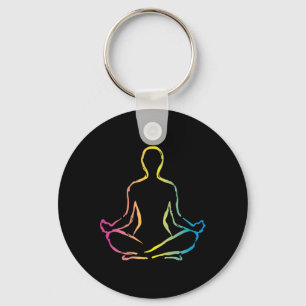 Relaxing Meditation Zen Yoga Sukhasana Pose Design Keychain