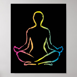 Relaxing Meditation Zen Yoga Sukhasana Pose Design Poster